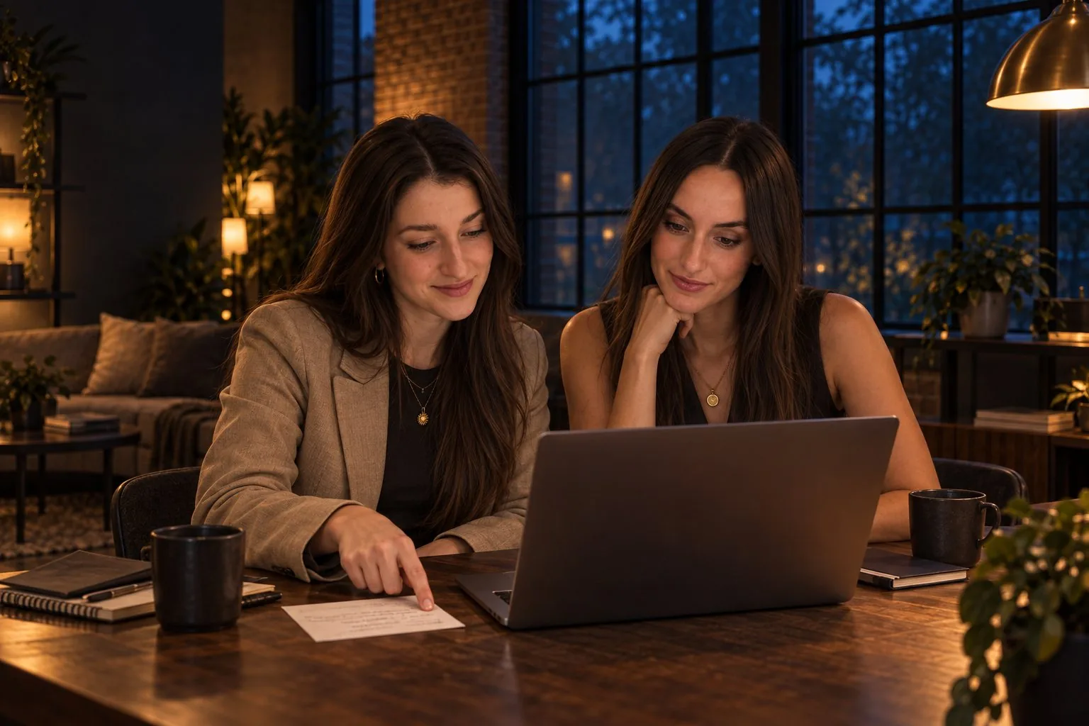 Zwei Kolleginnen arbeiten gemeinsam am Laptop