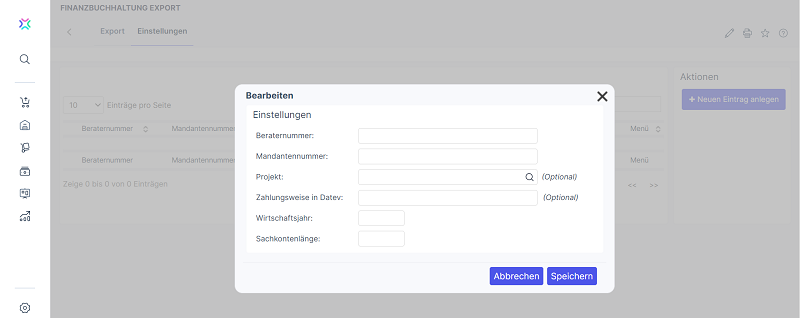 Xentral Datev Einstellungen speichern