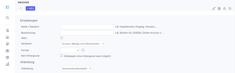 Xentral Drucker Verwaltung