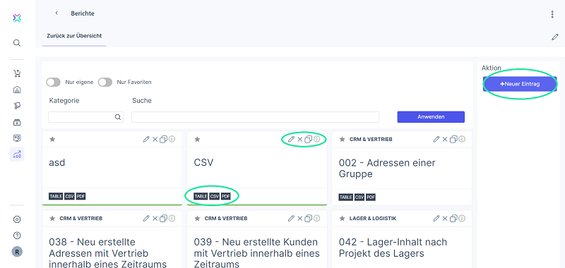 Xentral Modul erstellte Berichte bearbeiten