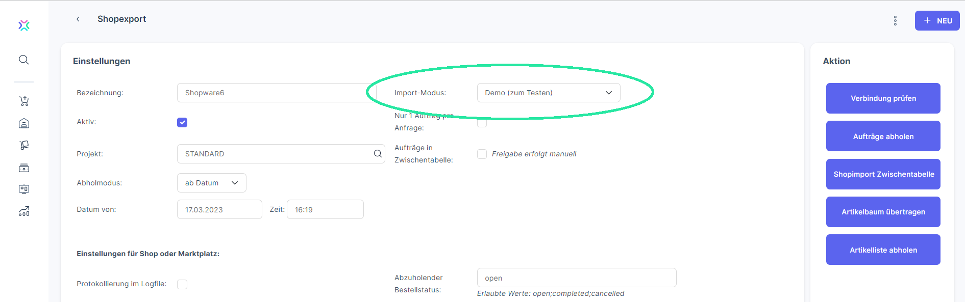 Xentral Shopware Demo-Modus
